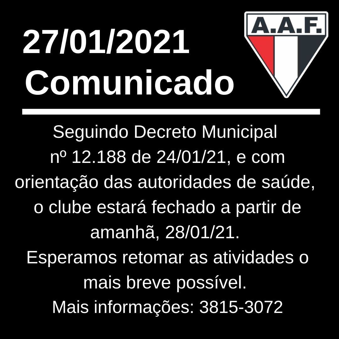 Fase vermelha: clube estará fechado a partir de amanhã