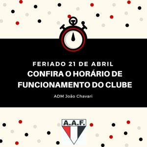 Confira o horário de funcionamento do clube no dia 21 de abril
