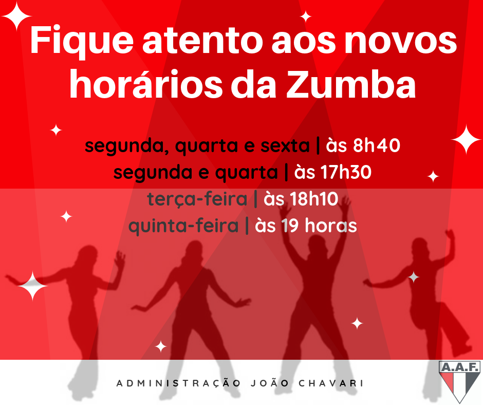 Confira os novos horário das aulas de zumba da AAF