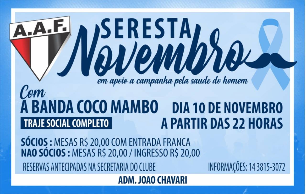 Seresta de Novembro será em prol da valorização da saúde do homem. Venha de azul