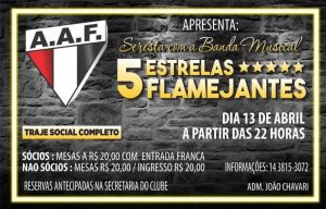 Dia 13/04 tem Seresta na AAF. Sócio tem entrada franca