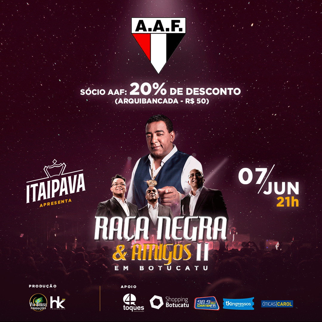 Sócio da AAF tem desconto de 20% no convite para o show do Raça Negra
