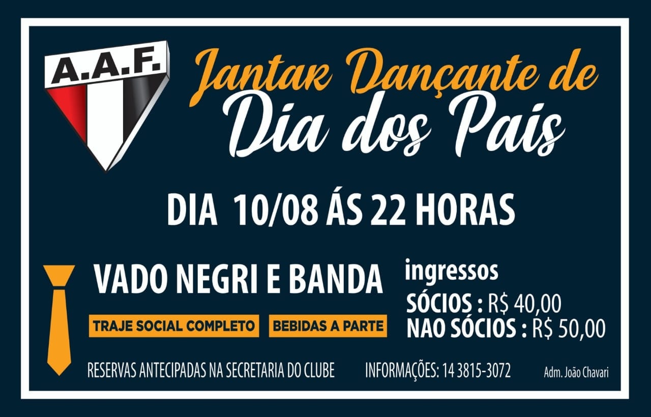 Garanta seu convite antecipado para o Jantar Dançante de Dia dos Pais