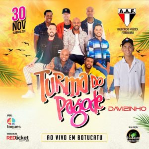 Dia 30 de novembro tem Turma do Pagode na AAF