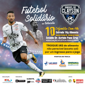 Ingressos para o Futebol Solidário com o jogador Clayson já estão disponíveis