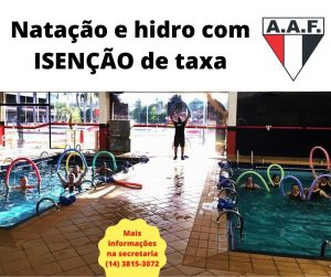 Natação e hidro com isenção de taxa no mês de agosto