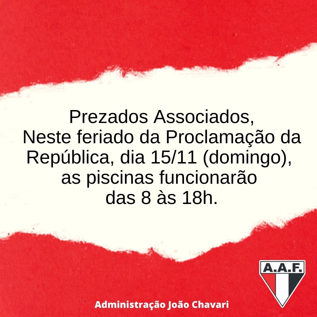 Piscinas estarão abertas neste feriado de 15/11