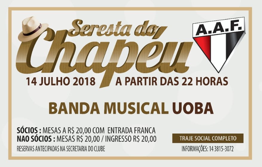 Dia 14 de julho tem Seresta do Chapéu na AAF