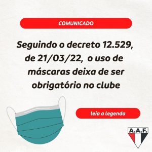 Comunicado sobre liberação de máscaras no clube