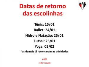 Confira o calendário de recesso das escolinhas