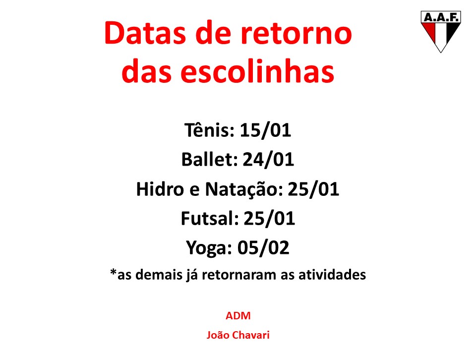 Confira o calendário de recesso das escolinhas