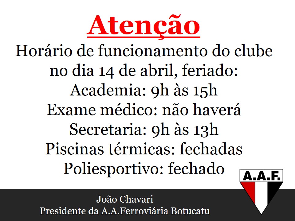 anuncio aaf Anúncio horário feriado Botucatu