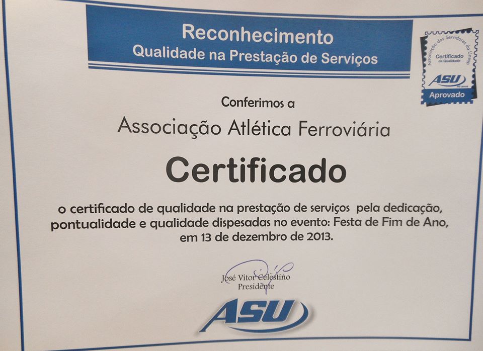 certificado1 AAF recebe Certificado de Qualidade da ASU