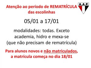 Período de matrícula e rematrícula