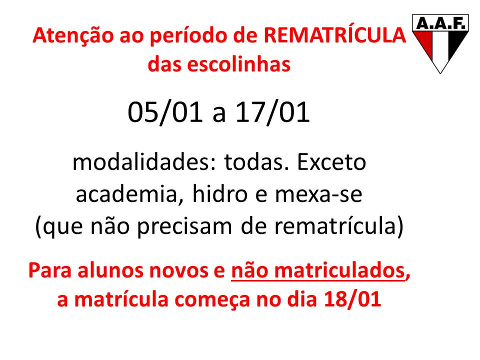 Período de matrícula e rematrícula