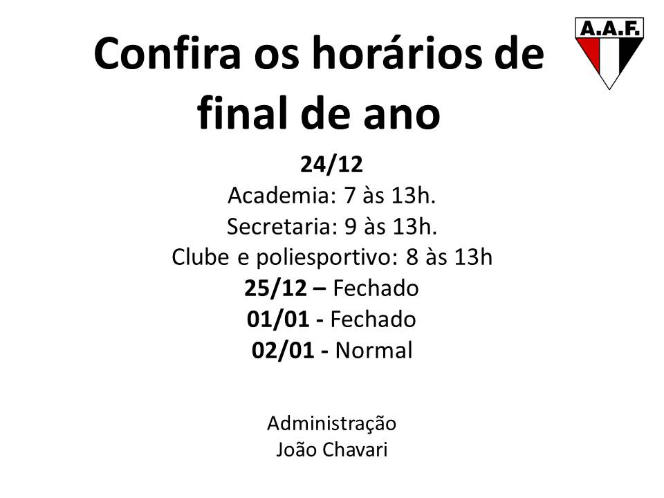 Horário de final de ano