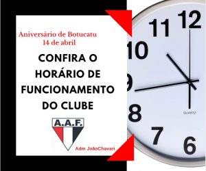 Confira o horário de funcionamento do clube no dia 14 de abril