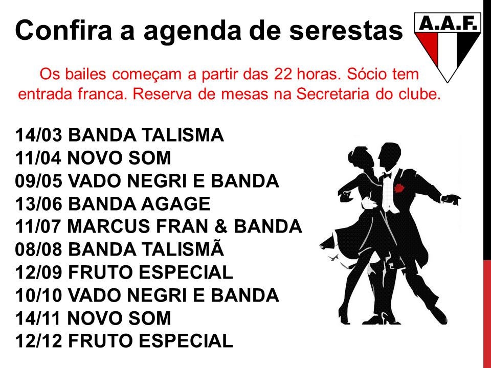 serestas aaf Veja a agenda de serestas 2015