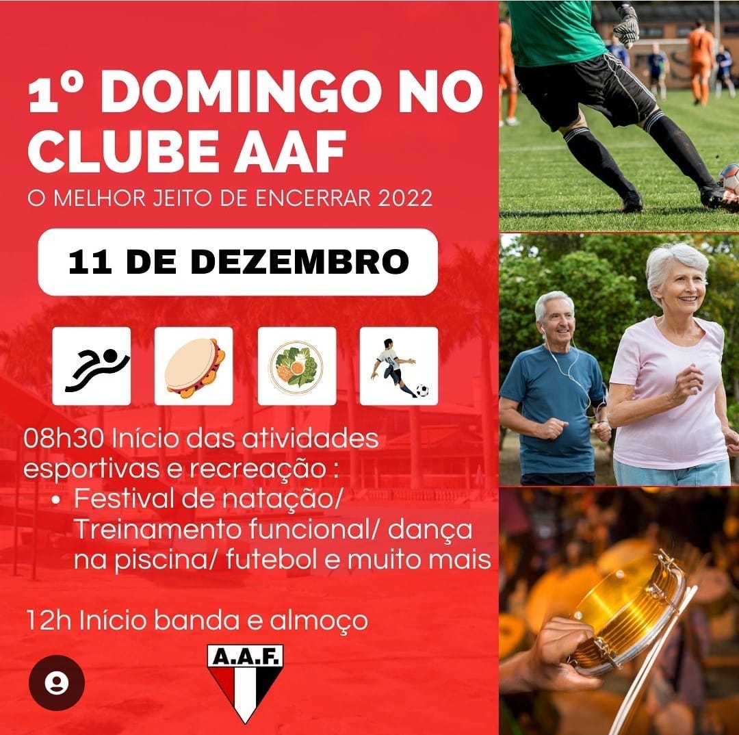 WhatsApp Image 2022 12 08 at 06.33.26 1º Domingo no Clube AAF será realizado dia 11 de dezembro com diversas atividades e almoço