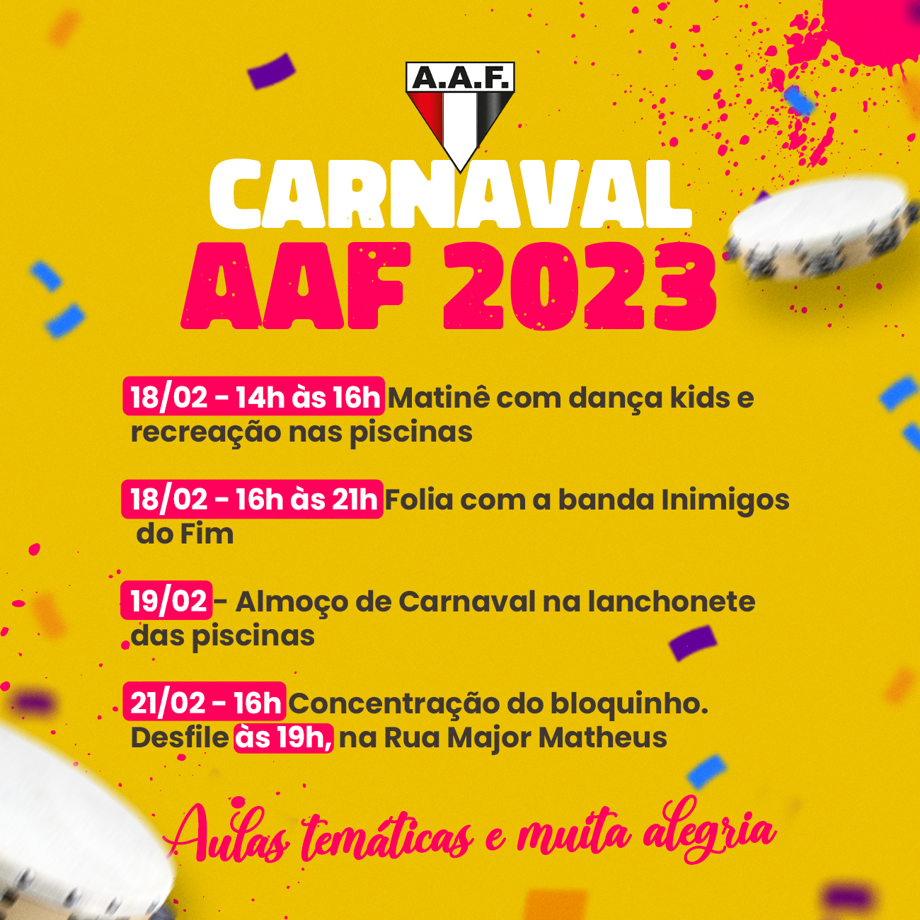 post 3 AAF divulga programação especial do Carnaval 2023