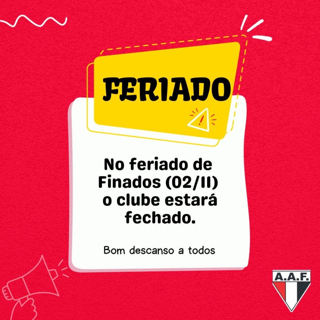 2 1 O clube estará fechado no Feriado de Finados