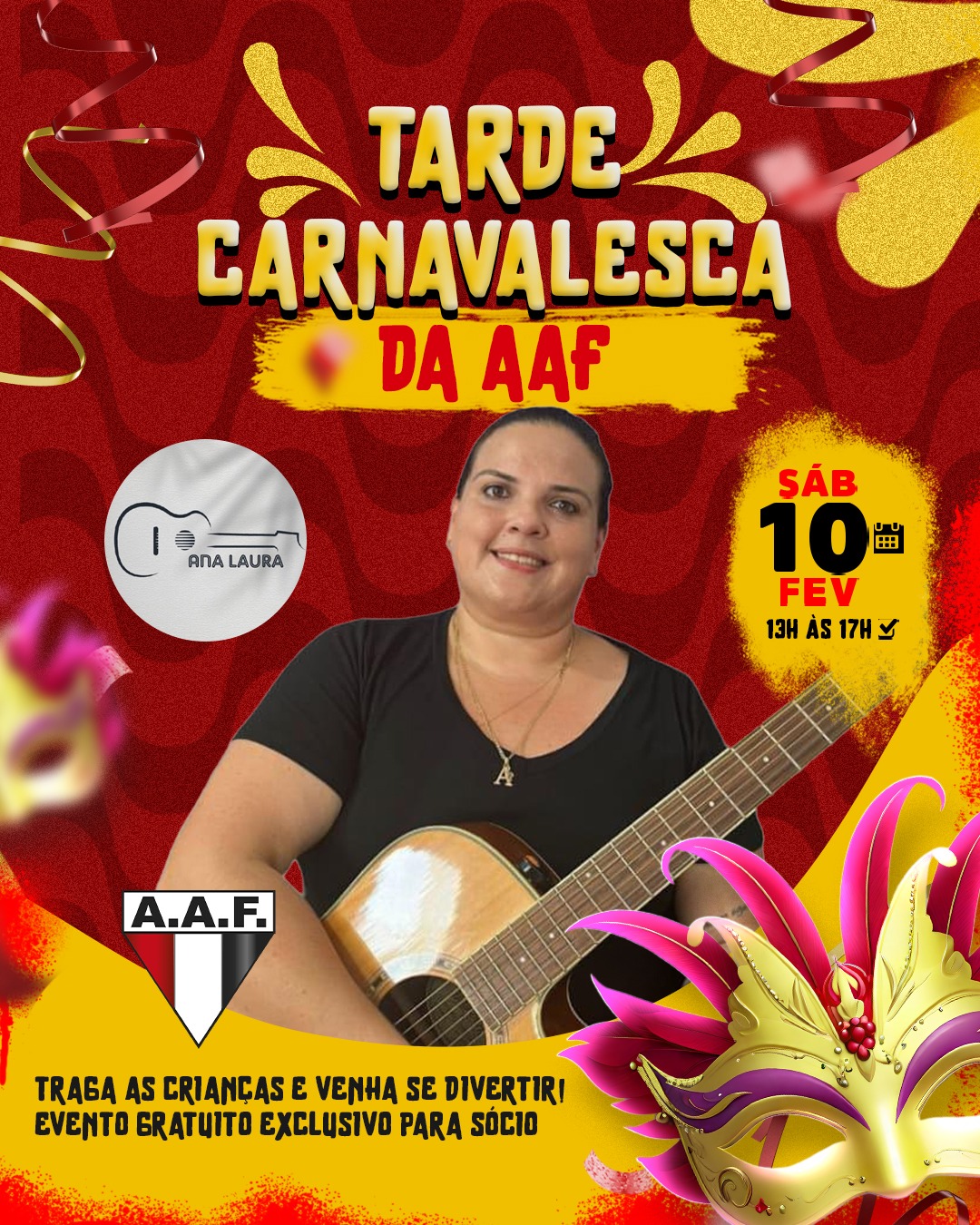 WhatsApp Image 2024 02 09 at 05.41.43 1 Saábado, 10 de fevereiro, tem Tarde Carnavalesca na AAF