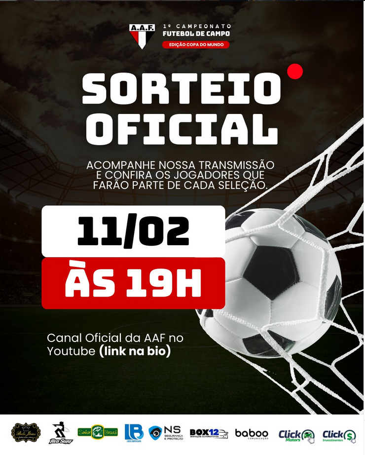 sorteiolive AAF realiza live para sorteio dos times do 1° Campeonato de Futebol de Campo