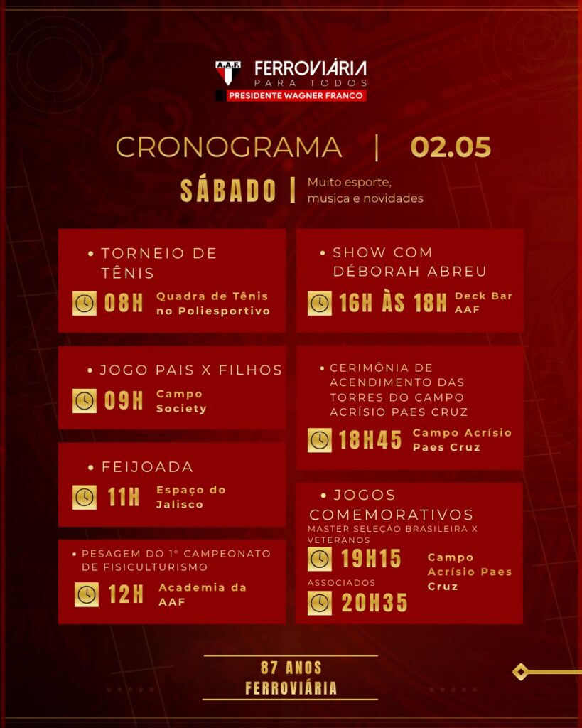 WhatsApp Image 2026 04 27 at 17.48.51 AAF celebra 87 anos com fim de semana histórico de esporte e cultura